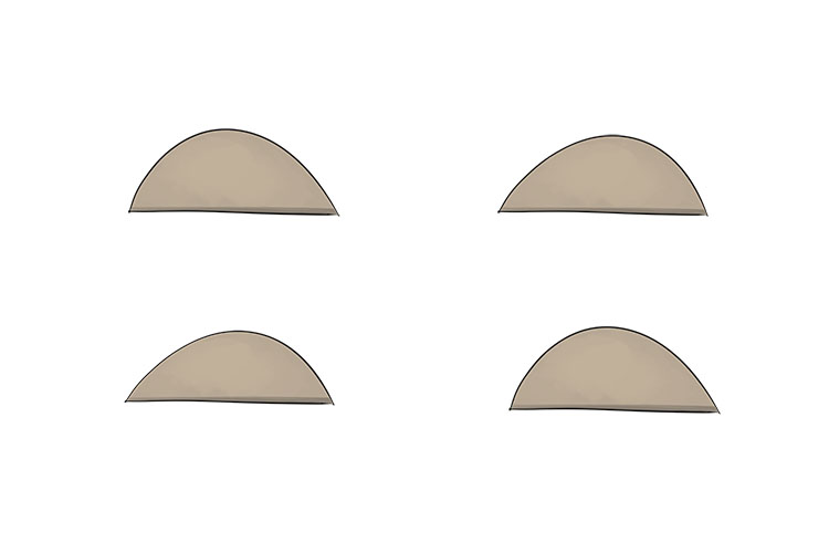 Make four thin semi-circles of clay to use as eyelids