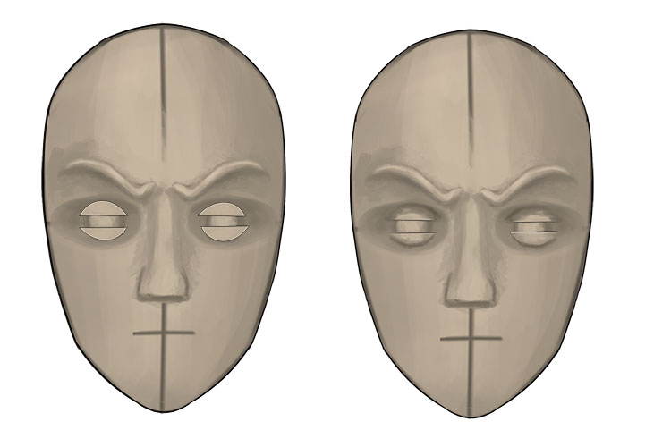 attach the eyelids to your mask making sure not to smooth down the edges that make up the opening of the eye