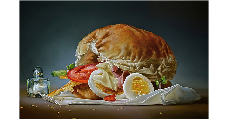 To modern takes on the still life, like the hyper-realistic portraits of modern meals by Tjalf Sparnaay.