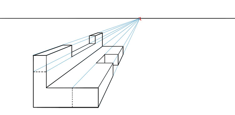 You should have all the information you need to complete the accurate one point perspective