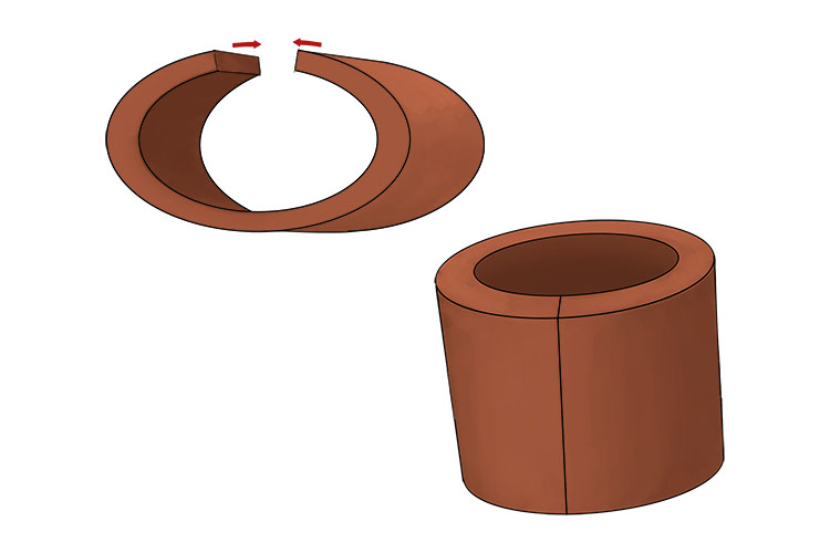 Join two shorter edges of the rectangle together to form a cylinder