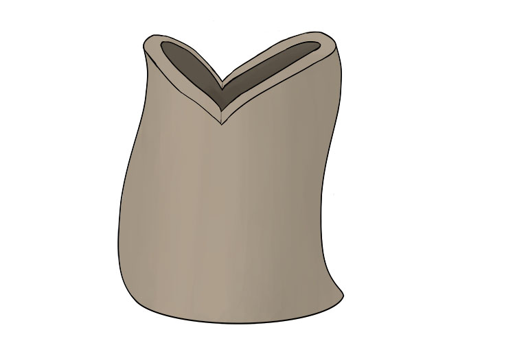 Cut out a curved v-shape from the top of the jug to create a mouth shape