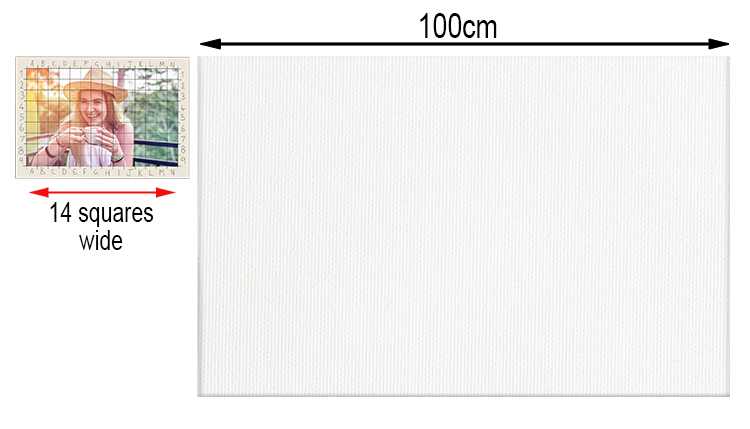 Divide that figure by the amount of squares on the width of your gridded image. 