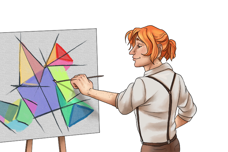 He's using cube and prism (cubism) shapes, experimenting with different views in a single picture.