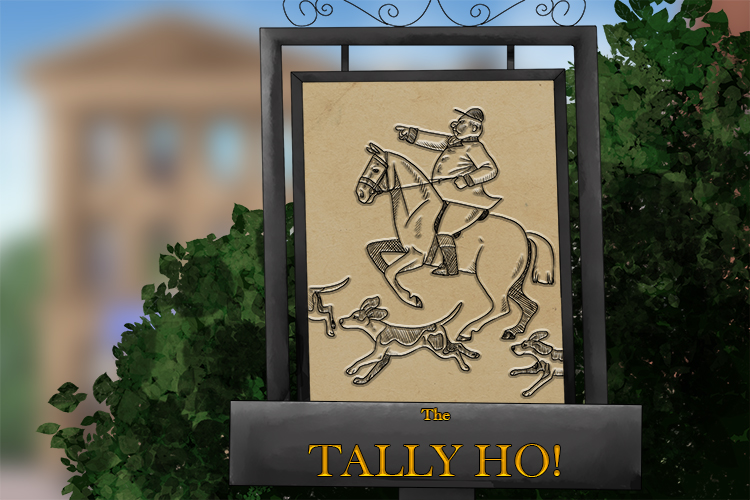 The inn was called the Tally Ho! (intaglio) - it's sign looked like an etched printing plate. 