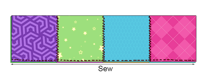Once you have all five rows of four squares use the same technique to sew the rows together to create the rectangle, making sure all the sewed edges are all the same way up so the stitching is invisible from the front.
