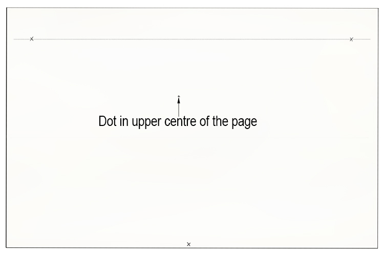 The next stage is to draw a dot somewhere in the upper centre of the page.