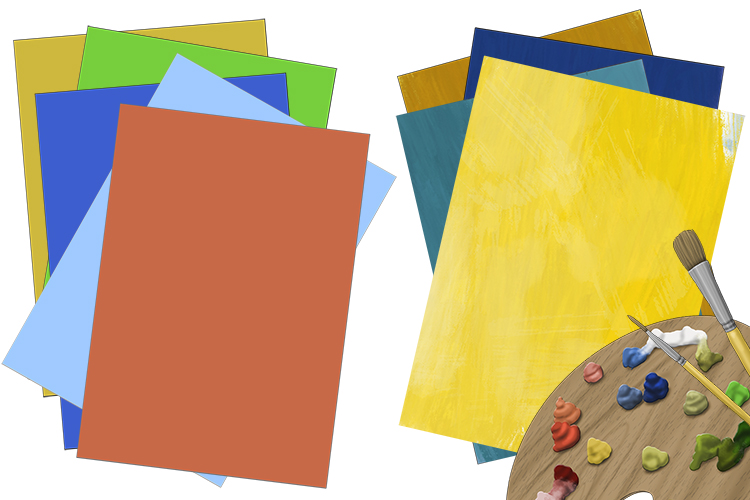 To start the process, find sheets of coloured paper in all different tones. You could also pint sheets of paper various colours you see in the painting, and allow them to dry.