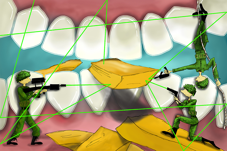 Amylase enzymes produced in the mouth help to breakdown carbohydrates in the mouth