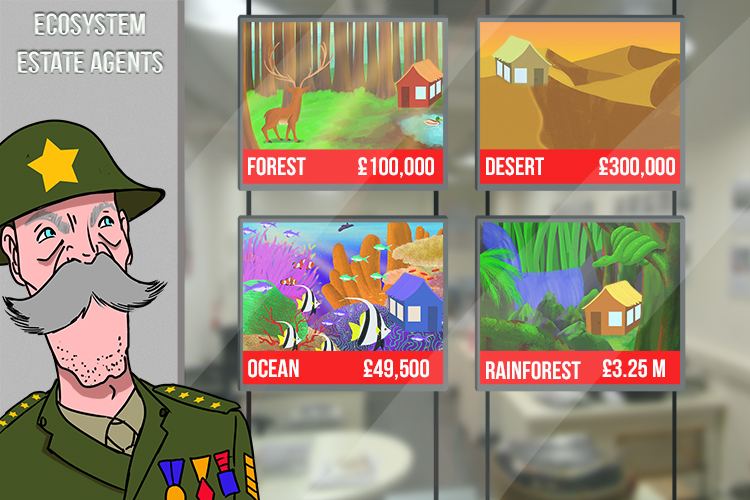 A biome is a massive ecosystem such as rain forest or oceans