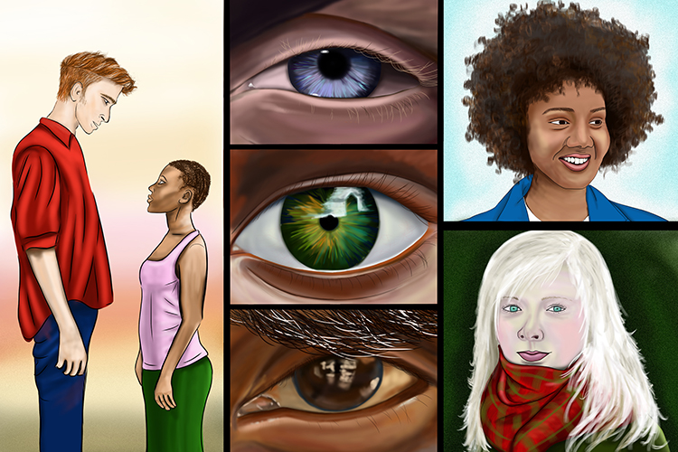 Examples of inherited variation could be height, eye colour and skin colour