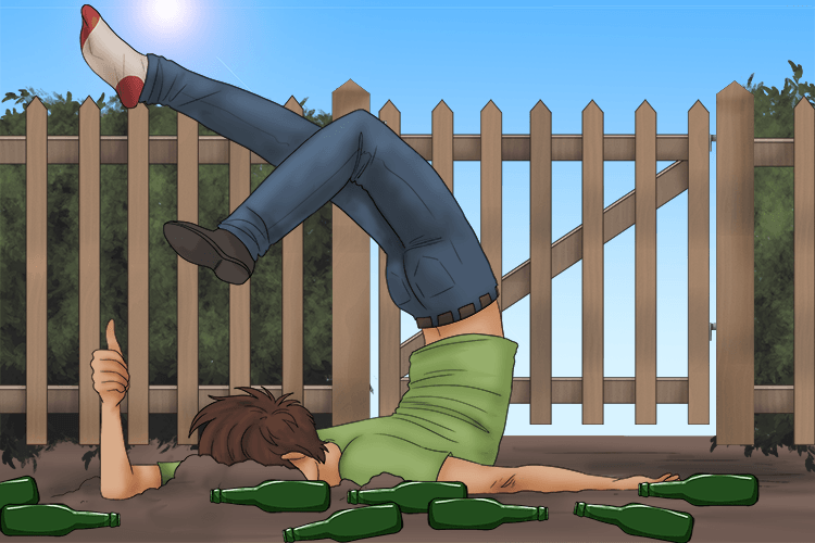 After drinking alcohol, I had to lie (alkali) down because I had tried to jump over the gate (pH over 8) and failed.