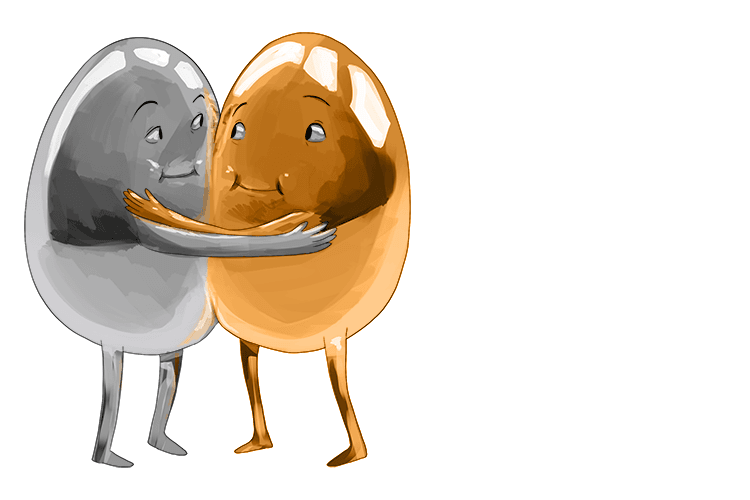 A loyal (alloy) pair of metal elements were joined together. 