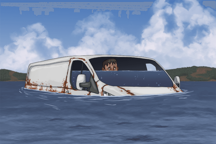 Gallons of water entered the van; it was up to my eyes (galvanise). I didn't protect the metal against corrosion so now it's going to sink (zinc).