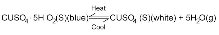The blue crystals gradually turn into a white powder. The chemical equation is as follows: