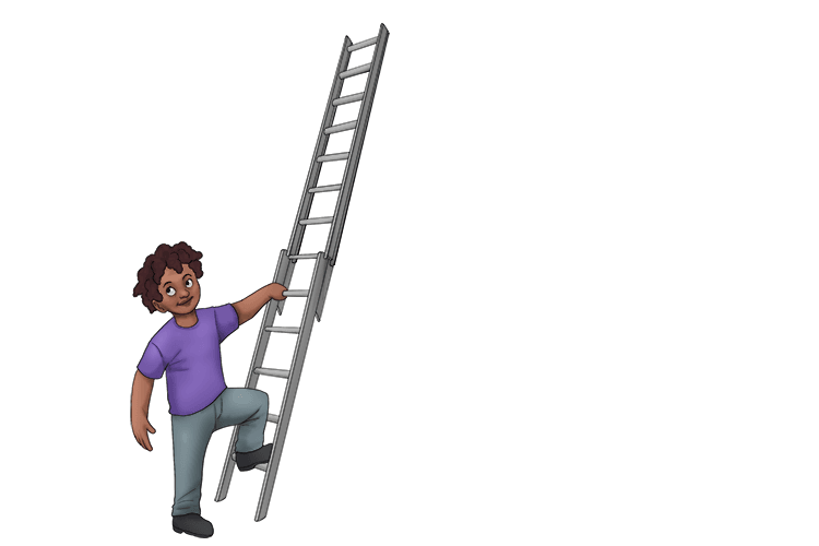 First, create a key image for ambition. One way to remember ambition is the mnemonic, "to climb a ladder".