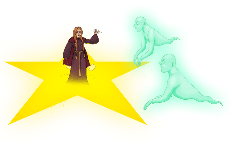 As she stands on the star she beckons over spirits.