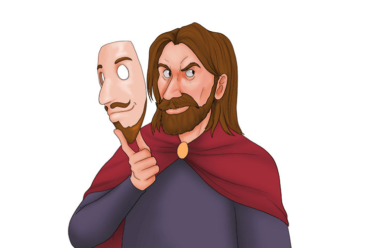 This quotation can be remembered with the single picture of a "mask removal".