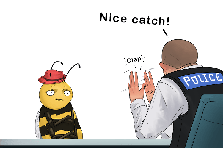 The bee caught the hat on her head and waited till you applauded the deed