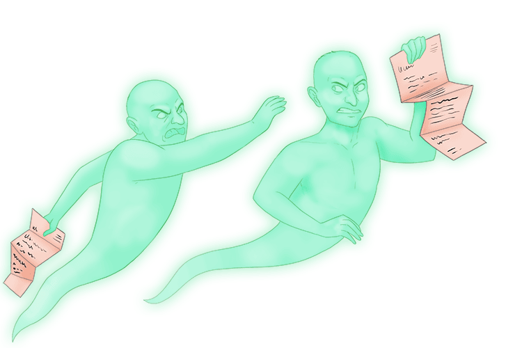 Come, you spirits and all the spirits are holding a letter.