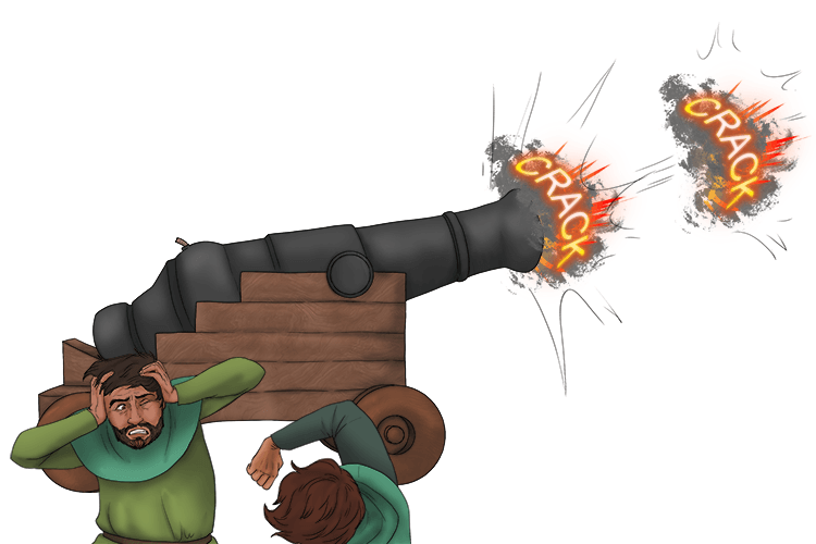 There was a sound of a double crack from one cannon, they must have used twice as much ammunition as usual.