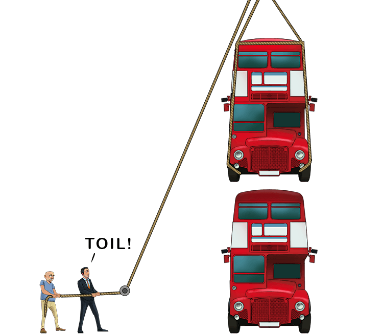 To get the top bus off they had to toil