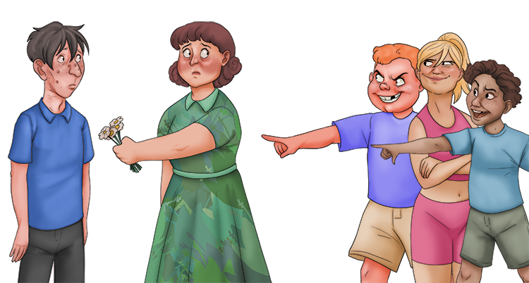 She brought flowers out (flout) to give him and all her friends mocked her.