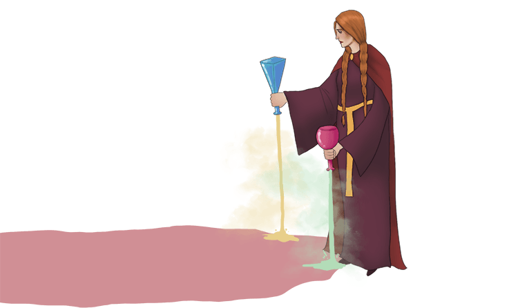 This quotation can be remembered with the single picture of "pouring perfume" on the stain.