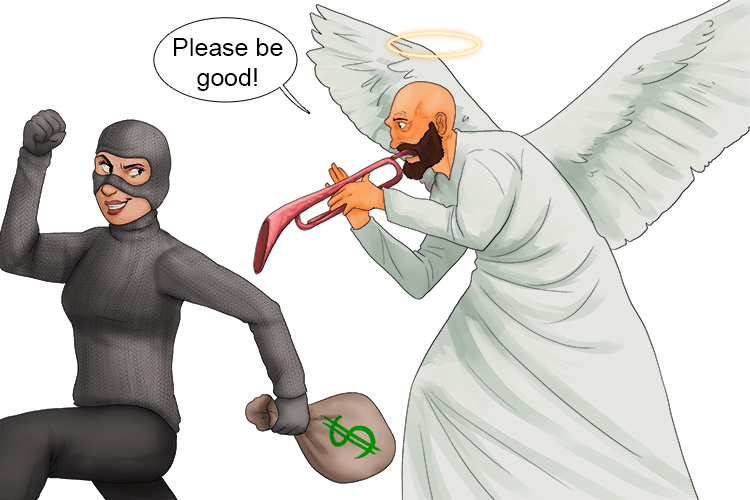 Imagine angels trying to persuade you to be good.