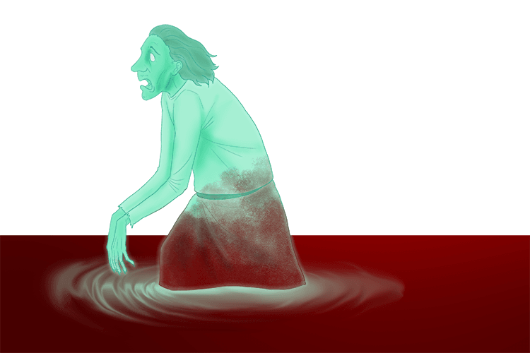 Imagine Banquo's ghost wading through blood.