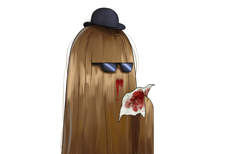 Then Itt (it) blows his nose and has a nose bleed