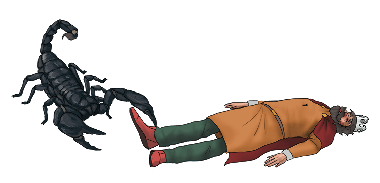 Imagine a giant scorpion killing the King. Now the King is murdered.