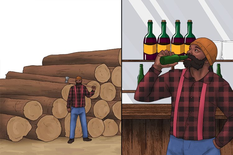 Professionals cut the logs (prologue) but then after a hot day this always leads to another event, namely going to the bar.