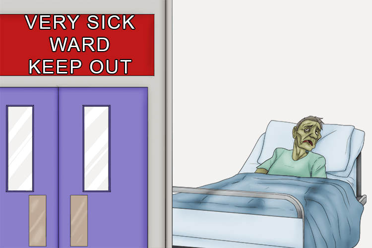 Siward was in a very sick ward of the hospital.