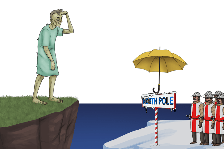 Siward decides to get out of the sick bed and look seaward. Looking out he could see the North Pole under an umbrella on land (Northumberland). Behind that stood the English army.