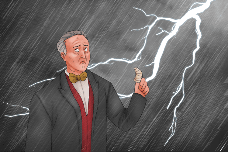 The levitator has his thumb bandaged by the spirits but then it started to, thunder, lightning and rain.