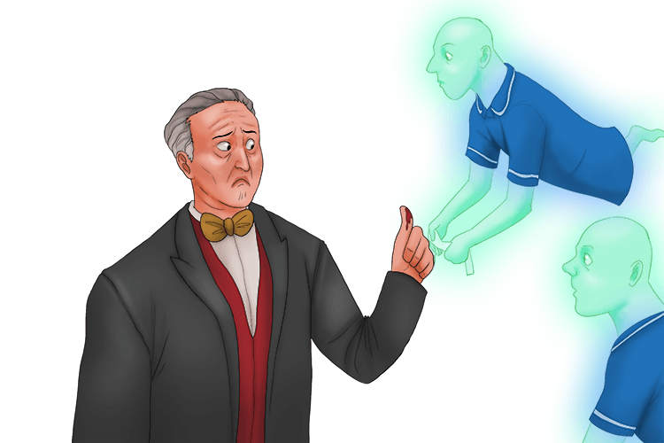 The levitator beckoned the spirits over and asked them to bandage his pricked thumb.