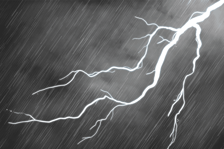 The quotation can be remembered with the single picture of thunder, lighting and rain.