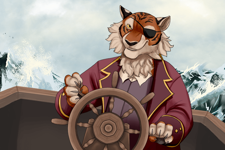 A tiger was steering the ship.