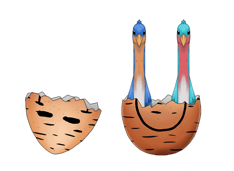 And then out of the egg and the smiles comes two "pretty ones."