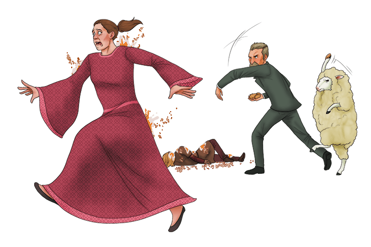 Imagine Watson and a ewe trying to kill Macduff's family with eggs.