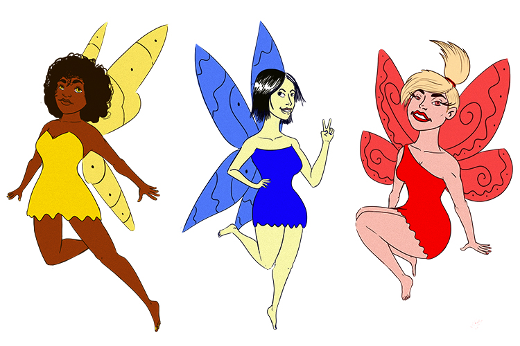 Multiple fairies (multifarious) arrived. They were many different types
