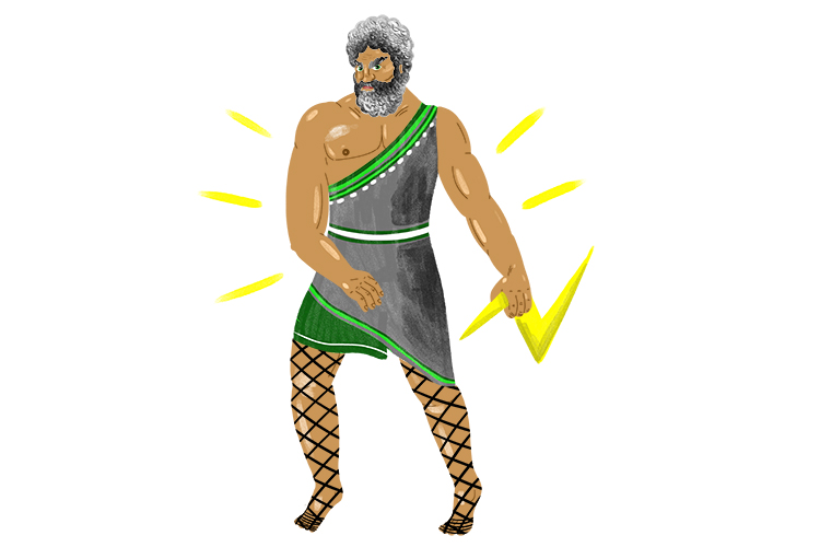 The tights and the tan (titan) looked a bit odd on the greek god, but he was truly great. 