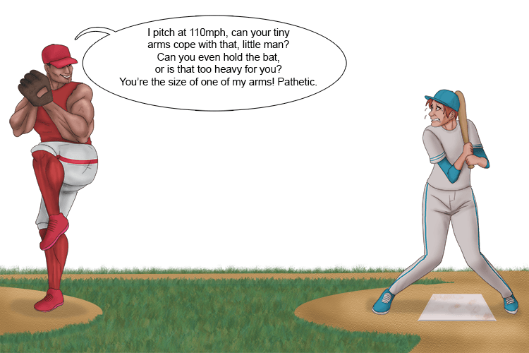 A baseball (abase) player behaved in a way that belittled his opponents.