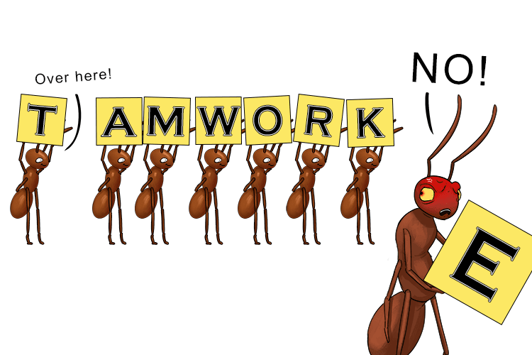 The ant with a temper insisted (antithesis) on doing the exact opposite of all the other ants