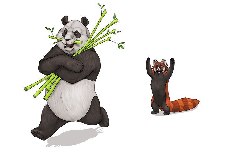 "My bamboo's all (bamboozle) gone! That panda tricked me!"