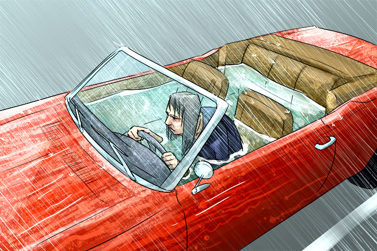 To convert the car is not sensible (convertible) when it rains because when the roof is folded back, the rain gets in
