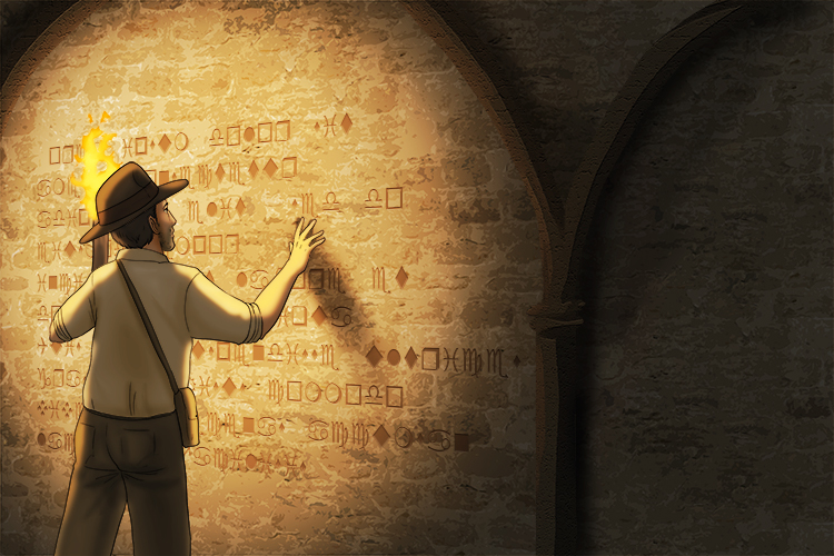 The crypt's walls were covered in exotic (cyptic) writing with mysterious meanings.