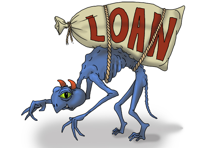 The bent creature (debenture) had a loan fixed (fixed-rate loan) to its back.
