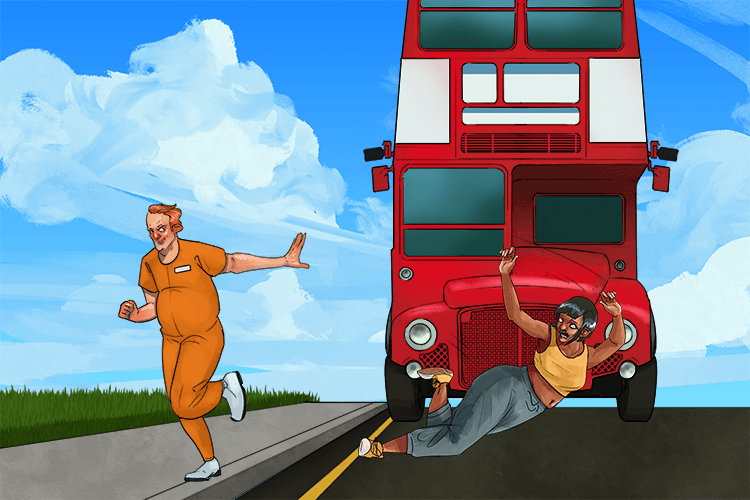 I fell under (felon) the bus because the criminal pushed me